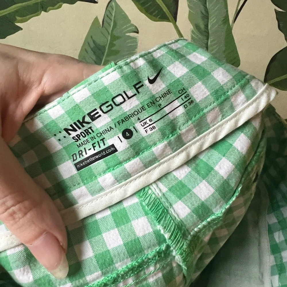 Nike Golf Green Gingham Check Shorts Womens 4 - Picture 6 of 6